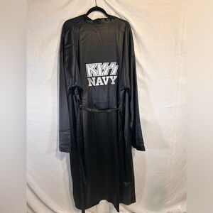 NWOT Kiss Kruise X Oct 2021 black satin robe fandom music mens size XL